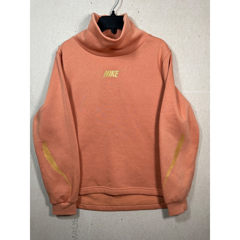 Nike Kids Mock Neck Sweatshirt Orange Pullover‎ Size Large Cozy Athleisure